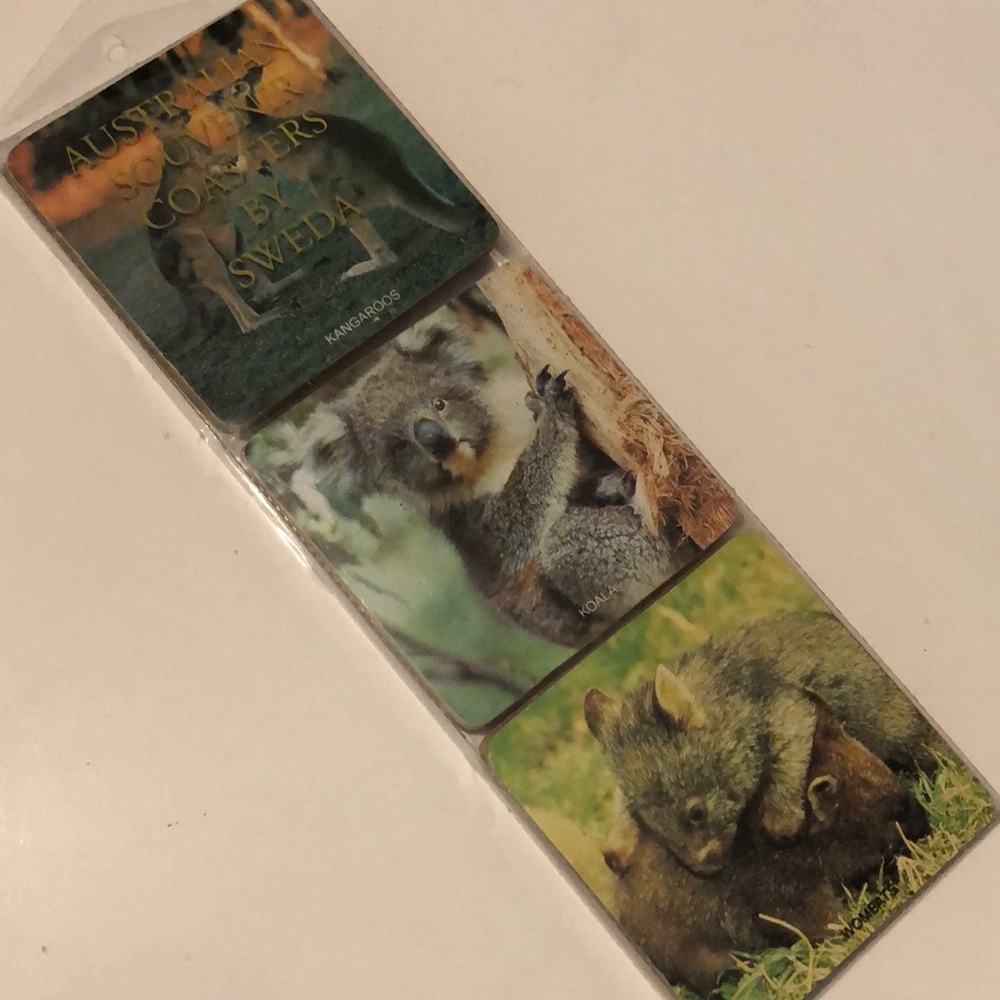 Set of 6 coasters with Australian animals